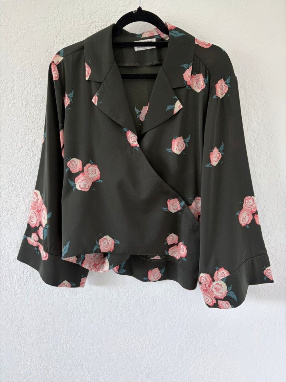 OneTeaspoon Black Wrap Top with Roses